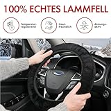 Walser Lammfell Lenkradbezug Auto, 100% Lammfell Lenkradschutz Auto, Auto Lenkradbezug, Lenkradbezug Fell, Lenkrad Bezug, Auto Winter Zubehoer, Lenkradbezug Winter, Lenkrad Wärmer schwarz