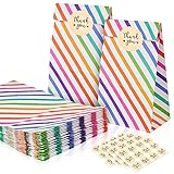 Flintronic 25 Stück Papiertüten, Geschenktüten Kindergeburtstage mit Aufkleber, 18 cm * 9 cm * 5,58 cm Candy Tüten zum Mitgebsel Kindergeburtstag Mädchen, Giveaways, Hochzeit