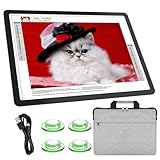 TSOCOS A3 Leuchttisch mit Tragetasche, 6000Lux Sehr Hell LED Licht Pad mit Seitliche Tasten & 6 Stufen der Helligkeit, 3 Farben Lightpad Leuchtplatte für Diamond Painting, Zeichnen, Skizzieren