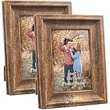 PETAFLOP Rustikaler Bilderrahmen 10x15 CM 2er Set, Wand- und Tischbilderrahmen, Braun