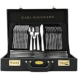 Karl Hausmann Besteckset, Essbesteck für 12 Personen, 72-teilig aus Edelstahl, Besteck Set inkl. Koffer mit Tafelbesteck & Tortenheber, spülmaschinengeeignet, Silverware (MONICA)