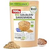 Detox Organica Goldleinsamenmehl Bio 1Kg + 100g extra XXL-Vorteilspack Gold Leinsamenmehl, Ballaststoffreich hoher Proteingehalt glutenfrei und wenig Kohlenhydrate, Goldleinmehl als Mehlersatz