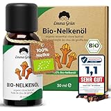 Emma Grün® Bio Nelkenöl [100% Naturrein] - Echtes Nelkenöl Bio 30ml - Ätherische Öle Naturrein - Aromatisches Gewürznelkenöl in LEBENSMITTELQUALITÄT - Clove Oil Essential Oils aus Madagascar