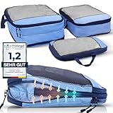 Kleidertaschen Set mit Kompression für Rucksack [3-teilig] - mehr Platz im Koffer oder Backpack durch – Packtaschen (blau)