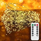 Uten Lichterkette Innen, Weihnachtsbaum Beleuchtung 15M mit 300 LED, Batteriebetrieb und USB, Fernbedienung, 8 Modi, für Aussen, Garten, Party, Weihnachten
