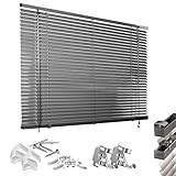 HUGG (28-KF) Alu-Jalousie Klemmfix ohne Bohren, Fenster-, Wand- und Deckenmontage, 120 x 130 cm (B x H), Anthrazit