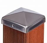 Pfostenkappe VA Zaunkappe Zierkappe Schutzkappe aus Edelstahl für Holzpfosten Pyramide inkl. Edelstahl-Schrauben (91x91 mm (für Pfosten 9x9 cm))