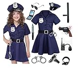 VICTERR Polizei Kostüm Mädchen Polizistin Kostüm Set (120-130CM)