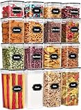 Skroam Vorratsdosen mit Deckel, Set of 16, BPA frei, Luftdicht Vorratsbehälter Aufbewahrungsbox, Küchen Organizer für Cornflakes Müsli Mehl, Vorratsbehälter mit Etiketten