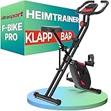 Ultrasport F-Bike Pro Heimtrainer Fahrrad Klappbar, Hometrainer Fahrrad Klappbar mit Komfort-Sattel, Ergometer, Fitnessbikes, Trimmrad Klappbar, Rot-Schwarz