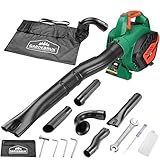 GARDEBRUK® Laubsauger 4 in 1 Benzin Blasgeschwindigkeit 68m/s Fangsack 45L inkl Werkzeug Laubbläser Häcksler Gartensauger