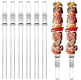 Dailyart GRILLSPIEßE Edelstahl, SCHASCHLIKSPIEßE MIT EINFACH ZU SCHIEBENDEM Slider, Metall Grill SPIEßE ROSTFREIER WIEDERVERWENDBAR FLEISCHSPIEßE, Kebab SPIEßE FÜR GRILLPARTYS, 33CM (6PC)