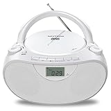Nextron Tragbarer Bluetooth CD-Player mit AM/FM-Radio-Stereo-Soundsystem, CD/MP3/WMA-Wiedergabe, USB- und AUX-Anschlüssen, Kopfhöreranschluss, LCD-Display, AC/DC betrieben