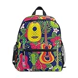 My Daily Kinder-Rucksack, bunt, hawaiianische und fruchtige Ukulele, Blume, Kindergartentasche für Vorschulkinder, Mehrfarbig, 12 x 10 x 6 inches