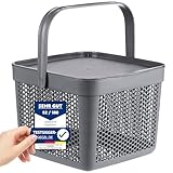 uandu Aufbewahrungskorb mit Deckel 5L, Aufbewahrungsbox Klein, Korb für Spielzeug, Wäschekorb, Regal Korb, Vorratskorb, Badezimmer Aufbewahrung & Organisation, Osterkörbchen, Aufbewahrungsboxen