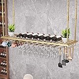 AYVADA Weinregal, höhenverstellbar, an der Decke montierter hängender Weinflaschenhalter aus Eisen, Weinhalter für Weingläser, geeignet für Restaurants/Bars (Size : 80cm)