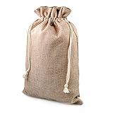 Geschenk-säckchen für Weihnachten, 2 Stück im Set, Jute-säckchen, Jute-sack, Jute-beutel, Stoff-beutel, Natur Säckchen, Sack, Beutel, Größe: XL (29,5 cm x 20,5 cm), Farbe beige/natur, Marke Ganzoo®