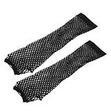 Netz-Handstulpen Lang Damen Schwarz, Lange Fingerlose Damen Handschuhe, Fischnetz Handschuhe Schwarz Fingerlose Fischnetz Handschuhe Netz Mesh Abendhandschuhe für 80er Jahre (Black, One Size)