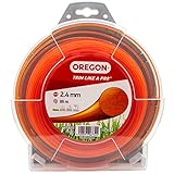 Oregon Trimmerfaden für Rasentrimmer, Ersatz Mähfaden für Motorsensen & Freischneider, Universal Freischneider Zubehör, Runder Allzweck 2.4mm Trimmerfaden, 2,4mm x 88m Spule, Orange (69-364-OR)