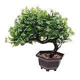 HEATSHAKING Künstlicher Bonsai Baum Klein Realistische Optik Desktop Deko Künstliche Pflanze für Wohnzimmer Büro Badezimmer Balkon Grün Feng Shui Glückssymbol