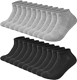 Blu Ninfee Sneaker Socken Herren Damen, 10 Paar Atmungsaktive Sportsocken Sneakersocken Damen Herrensocken Kurze Socken für Männer, Baumwollsocken Laufsocken Unisex, 5 Schwarz 5 Grau, 35-38