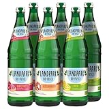 Landpark Bio-Erfrischungsgetränk Grapefruit, Rote Mandarine & Lemon, 6 x 0,75 L in der Glasflasche | ohne Kohlensäure | Wasser mit Geschmack