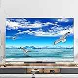 32-85 Zoll Hülle Bezug Für Fernsehen Schutzhülle Für LCD, LED TV Küstenlandschaft Displayschutzfolie TV/PC Abdeckung Bildschirmschutz Weiches Polyestergewebe Innendekoration(Color:color2,Size:32i