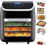 XYJBHB XXL | 12 Liter Heißluftfritteuse, Fritteuse Mit LCD Display, 9 Programme, 1800 Watt, Vorheizen&Warmhalten, Dörrautomat, Friteuse ohne Öl, mit Zubehör