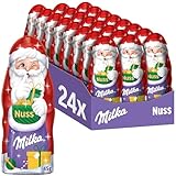 Milka Weihnachtsmann Nuss – Zarte Schoko-Hohlfiguren aus Alpenmilch-Schokolade mit Haselnuss – 24 x 45g