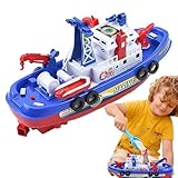 Feuerwehrboot Spielzeug - Elektrische Feuerwehrschiff, Badespielzeug für Kleinkinder | Batteriebetriebenes Feuerboot mit Lichtern, Musik, automatisches Sprühen zum Spielen von Badewannenwasser, Spiel
