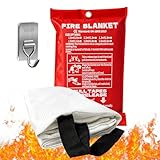 Foonary Feuerlöschdecke-Löschdecke Küche 1x1m EN1869 | Feuerdecke für Fettbrände (Küche & Auto) | Brandschutzdecke aus Glasfaser mit 1 Haken - Wiederverwendbar (1 Stück)
