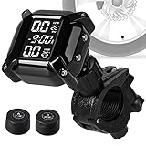 ESLOYSUN Motorrad Drahtloses Reifendruckkontrollsystem, USB wiederaufladbares TPMS für Motorräder mit 2 externen Sensoren Digitales 1,5' LCD Display Auto Alarmsystem Anti-Off