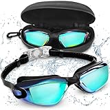 BEZZEE PRO Schwimmbrille - UV-Schutz & Antibeschlag Taucherbrille mit Etui - Kein Auslaufen & Verstellbare Silikon Riemen für Erwachsene, Herren, Damen und Jugendliche zum Schwimmen