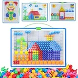 Mosaik Steckspiel,Kinderspielzeug Steckmosaik Bausteine Lernspielzeug zum Farbenlernen Kreative Puzzlespiele für Jungen Mädchen,296pcs Bausteine Kinder Lernspielzeug für Weihnachten Geburtstag