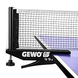 GEWO CS Clip Tischtennisnetz - Robustes Tischtennis-Netz für die Tischtennisplatte - Metallgarnitur zum Klemmen mit Höhenverstellschraube und strapazierfähiger Netzstruktur, schwarz, 152,5cm lang