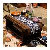 Japanischer Tatami-Tisch, 2-stufiger Faltbarer Couchtisch mit Stauraum, Retro-Zen-Teetisch aus Holz, minimalistischer Meditationstisch, kompakter Bodentisch für Wohnzimmer, Schlafzimmer, O,B