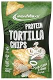 IronMaxx Protein Tortilla Chips – Sour Cream & Onion 60g | Knusprige Eiweißchips aus Soja & Maniok | High Protein Snack | Low Carb, ballaststoffreich & glutenfrei | Ideal für Fitness & Diät
