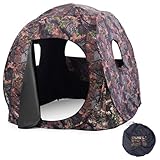 HOMASIS Jagdzelt für 2-3 Personen, Pop up Tarnzelt mit 3 Fenstern & 1 Tür, tragbares Jagdversteck mit Tragetasche, Jägerzelt für die Hirsch- und Wildschweinjagd, 152 x 152 x 163 cm