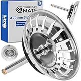 Spülbecken Siebkörbchen, Ø 79 mm, kompatibel mit Blanco 119146, 3.5' Siebkorb mit 18 Schlitzen, 52-97 mm Exzenter Zapfen, Ø 8 mm Stift, Ersatzteil Küchenspüle, Siebeinsatz Spüle Excenter Bedienung