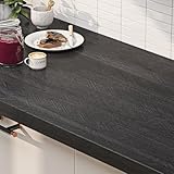 ReWallpaper Möbelfolie Holzoptik Schwarz 60CMx5M Dickere Arbeitsplatte Folie Schwarz Holzfolie Schrank Dekofolie Natur Tapete Selbstklebend Holzoptik Vintage für Wand Küche Schlafzimmer