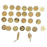 28-teiliges Holzbrennbuchstaben-Set, Zahlen-Buchstaben-Spitzen, Stempel, Messing, Pyrograph-Kopf, Brandmalerei-Kopf, Brennspitzen-Set zum Prägen und Schnitzen