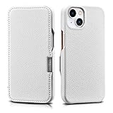 Mobiskin Hülle kompatibel mit Apple iPhone 13 Mini (5,4 Zoll), Handyhülle mit echtem Leder, Case, Schutzhülle, dünne Handy-Tasche, Slim Cover, Weiß