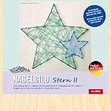 Pebaro NB12 Nagelbild Kreativ Set, Bastelset, Fadenbild, Fadenspannbild, String Art, mit vorgedrucktem Motiv Stern II, inkl. Nägel, Basteln mit Holz, kreative Geschenkidee, Dekoartikel, 20 x 20 cm