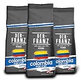 Der-Franz Columbia Single Origin Kaffee, ganze Bohne, 3 x 500 g