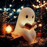 Niedliche Geister-Leselampe Halloween Deko Nachtlicht LED Geister Statue Nachtlicht Geister-Figur mit warmem Licht für Partys 3D-LED Stimmungslampe für Halloween Regal Tischdekoration