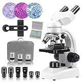 Binokular-Mikroskop für Kinder, Studenten, Erwachsene, 40 x 2000 x, biologische Mikroskope für Labor, Schule, Heimunterricht, mit WF10X- und WF25X-Okularen, mechanische Bühne, 30 Mikroskop-Silden