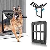 PETLESO Haustierklappe für Fliegengitter Hundeklappe mit Magneten Katzenklappe Fliegengittertür Einfache Installation für Mittelgroße und Große Hunde-Schwarz (34cm x 44cm)