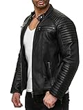 Redbridge Herren Jacke Kunst- Lederjacke Bikerjacke Biker Übergangsjacke M6013 AIR, Schwarz, L