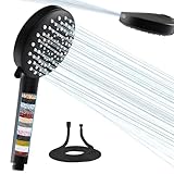 SANYCASA Duschkopf mit Filter 7 Jet Duschkopf mit Schlauch Duschbrause Shower Head Wassersparend Schwarz