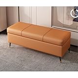 ge Kunstleder-Ottomane, rechteckig, extra lang, Bank für Wohnzimmer & Eingangsbereich, vielseitige Fußstütze und Aufbewahrungstruhe, stilvolle Bettbank mit Kissen